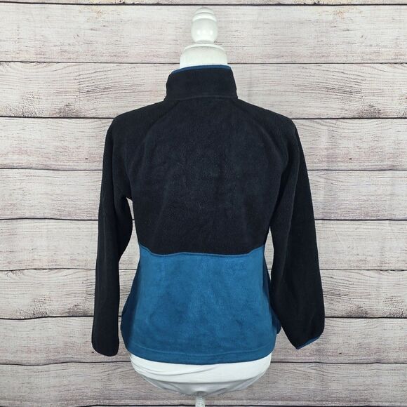 Women's L.L.Bean Sweater Fleece Blue Color Block Half-Zip Pullover Small Petite - Picture 4 of 8